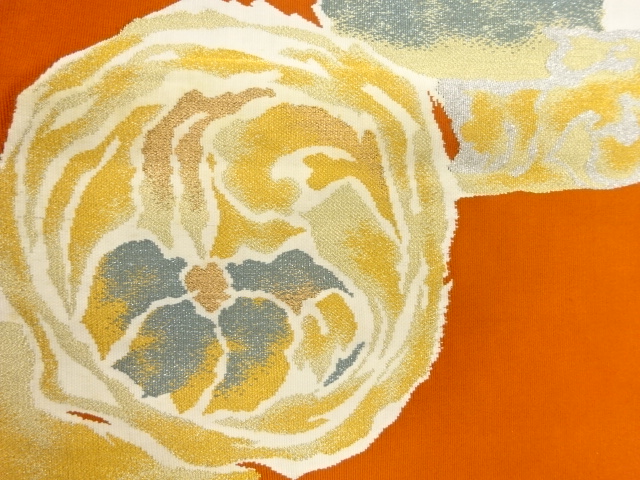 アンティーク　綴れ草花模様織り出し名古屋帯（材料）